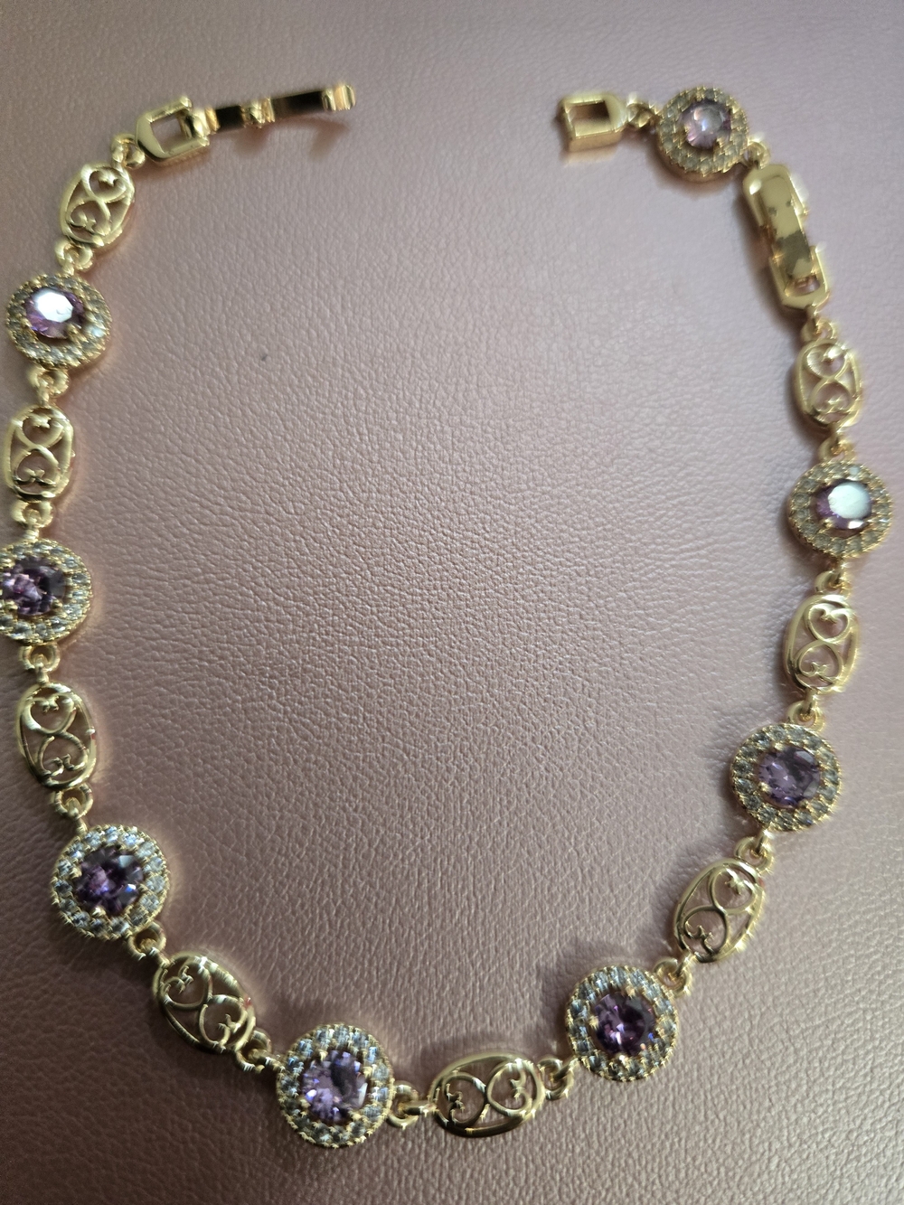 No Boundaries Gold-Tone Bracelet with Purple Crystals